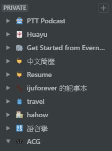 Notion的工作區 Notion的工作區很方便,可以快速地把資料區分出來